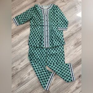 NEW Ella Simone Vermont Country Store Floral Block-Print Cotton Pajamas Medium